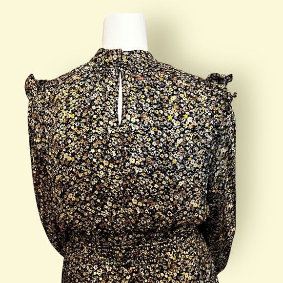 Sadie & Sage Floral Print Mini Dress, L, Black Yellow Multi - Picture 15 of 16